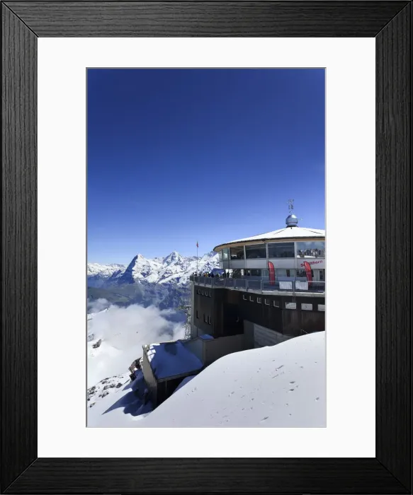 Framed Print : Switzerland, Bernese Oberland, restaurant on top of Mt Schilthorn Framed Print : Switzerland, Bernese Oberland, restaurant on top of Mt Schilthorn