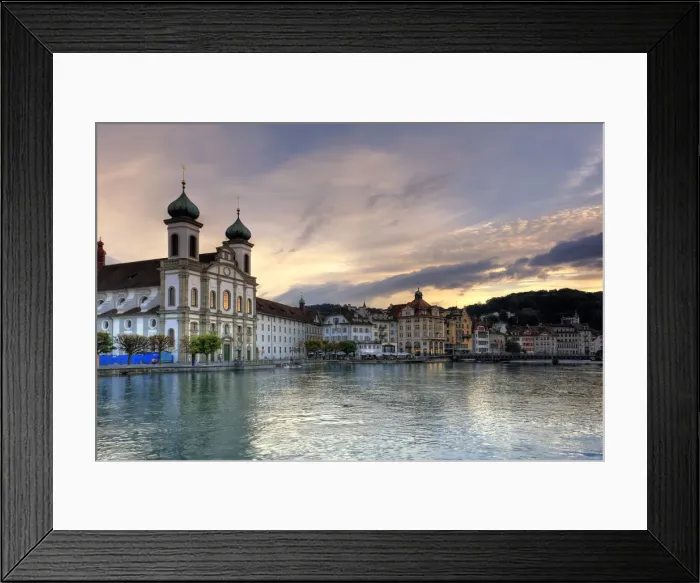 Framed Print : Switzerland, Lucern (Luzern), Jesuit Church and River Reuss Framed Print : Switzerland, Lucern (Luzern), Jesuit Church and River Reuss