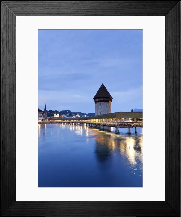 Framed Print : Switzerland, Lucern (Luzern), Chapel Bridge and River Reuss
