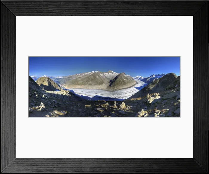 Framed Print : Switzerland, Valais, Jungfrau Region, Aletsch Glacier from Mt. Eggishorn (UNESCO site)