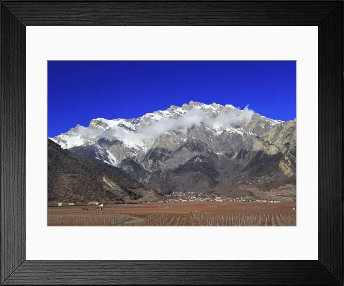 Framed Print : Rhone valley between Martigny and Sion, Canton of Valais, Switzerland