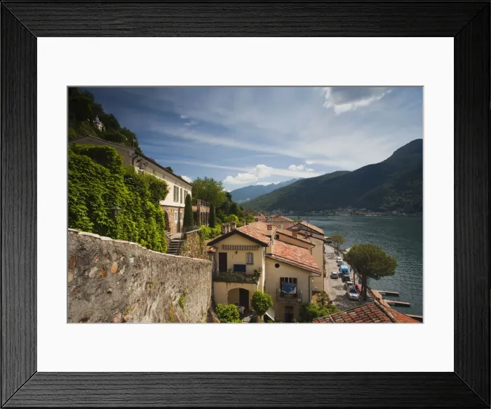 Framed Print : Switzerland, Ticino, Lake Lugano, Morcote, high angle town view Framed Print : Switzerland, Ticino, Lake Lugano, Morcote, high angle town view