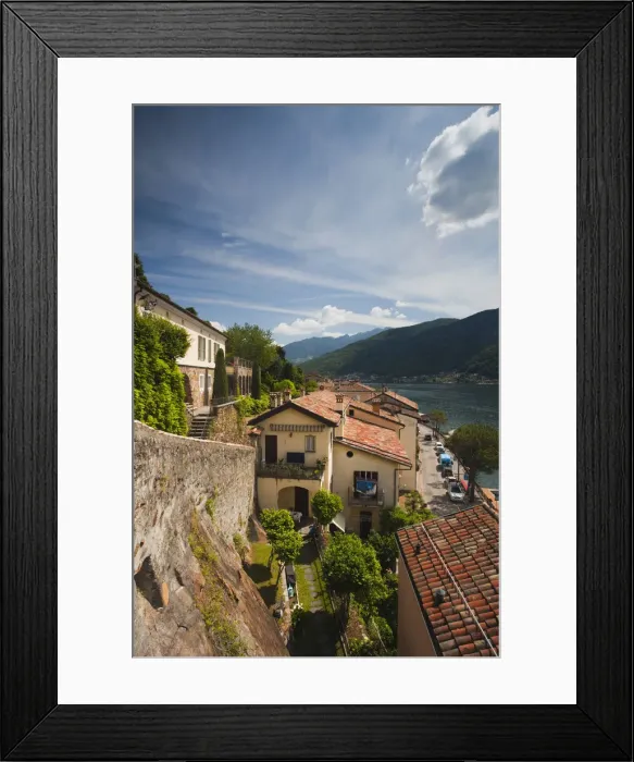 Framed Print : Switzerland, Ticino, Lake Lugano, Morcote, high angle town view Framed Print : Switzerland, Ticino, Lake Lugano, Morcote, high angle town view
