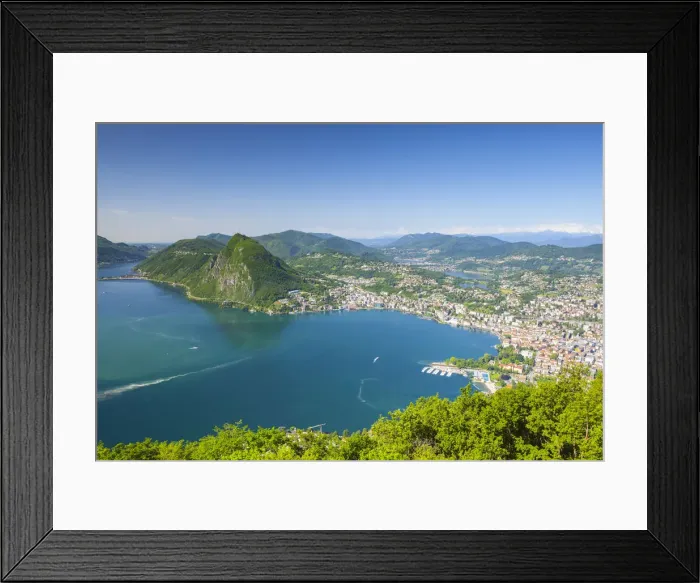 Framed Print : Elevated view over Lugano from Monte Bre, Lugano, Lake Lugano, Ticino, Switzerland Framed Print : Elevated view over Lugano from Monte Bre, Lugano, Lake Lugano, Ticino, Switzerland