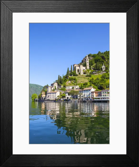 Framed Print : The idyllic lakeside village of Vico Morcote, Lake Lugano, Ticino, Switzerland Framed Print : The idyllic lakeside village of Vico Morcote, Lake Lugano, Ticino, Switzerland