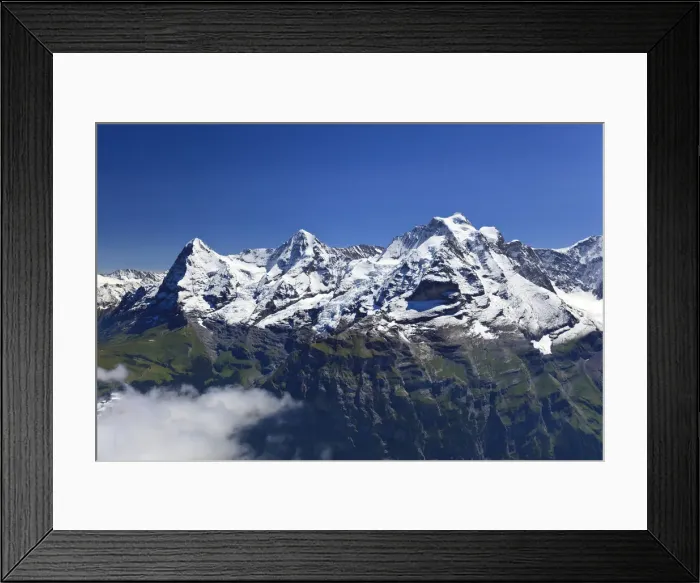 Framed Print : Switzerland, Bernese Oberland, Mt Schilthorn, view of Eiger, Monch and Jungfrau peaks Framed Print : Switzerland, Bernese Oberland, Mt Schilthorn, view of Eiger, Monch and Jungfrau peaks