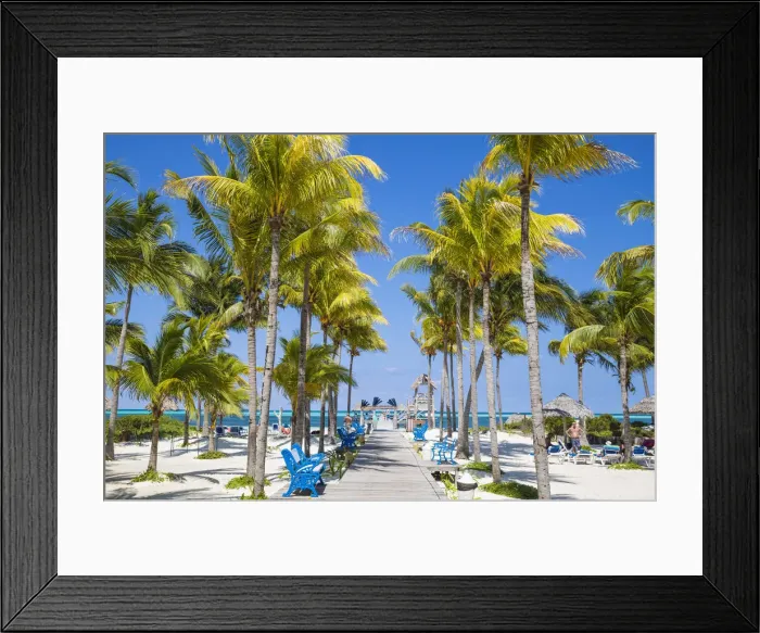 Framed Print : Cuba, Jardines del Rey, Cayo Guillermo, Playa El Paso, Melia Hotel, Palm lined wooden Framed Print : Cuba, Jardines del Rey, Cayo Guillermo, Playa El Paso, Melia Hotel, Palm lined wooden