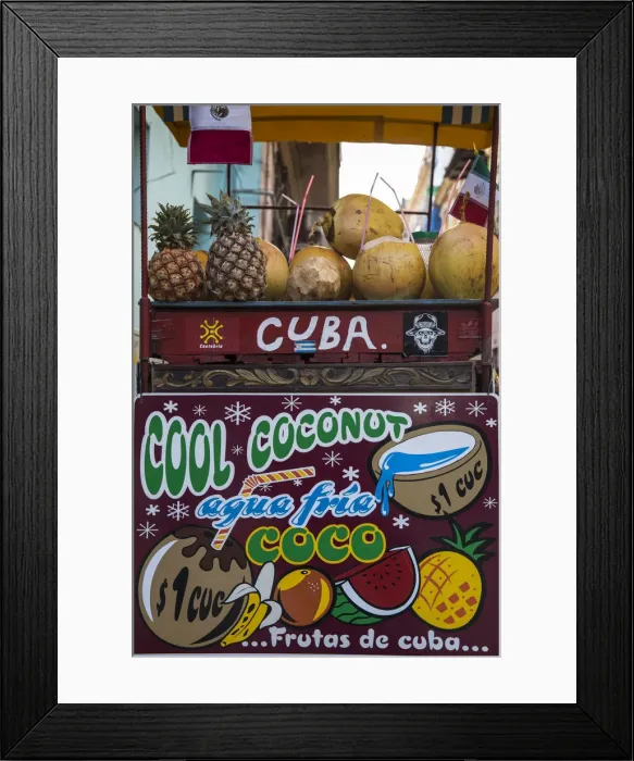 Framed Print : Cuba, Havana, Habana Vieja - Old Town, Stand selling Coconut and pineapple drinks Framed Print : Cuba, Havana, Habana Vieja - Old Town, Stand selling Coconut and pineapple drinks