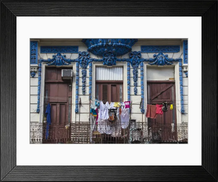 Framed Print : Cuba, Havana, Habana Vieja - Old Havana, Washing hanging on balcony of house Framed Print : Cuba, Havana, Habana Vieja - Old Havana, Washing hanging on balcony of house