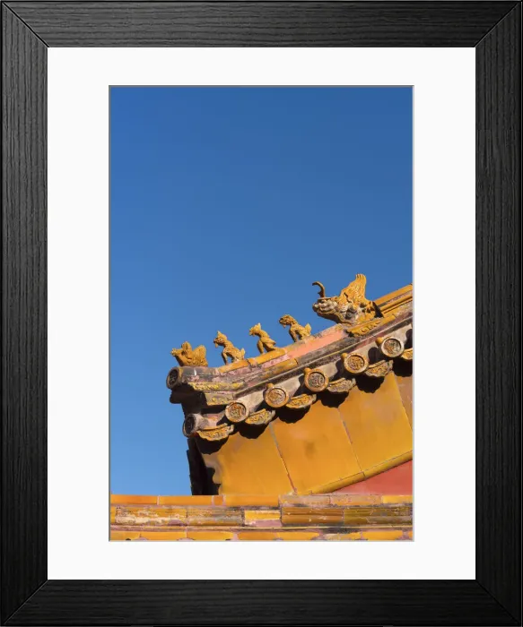Framed Print : China, Beijing, Forbidden City, ceramic roof detail