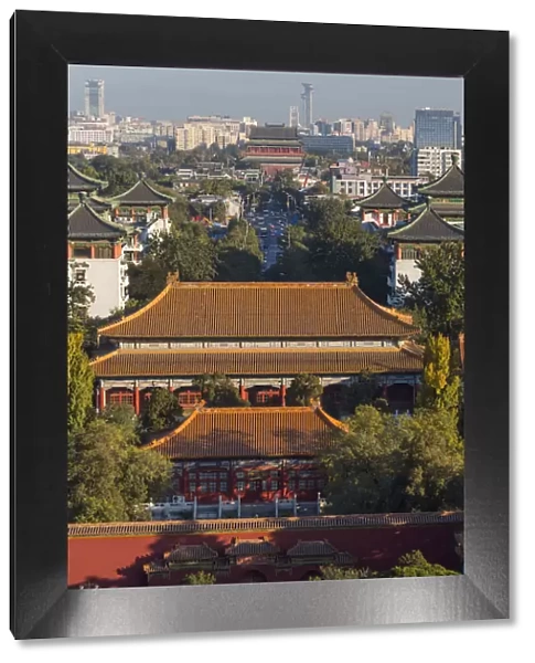 Aerial view of The Forbidden City and cityscape, Beijing, China