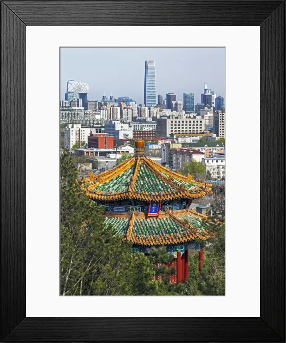 Framed Print : China, Beijing, elevated view over the city skyline from Jingshan Park