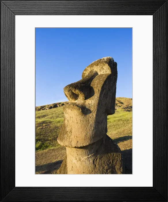 Framed Print : Chile, Rapa Nui, Easter Island, giant monolithic stone Maoi statue at Rano Raraku Framed Print : Chile, Rapa Nui, Easter Island, giant monolithic stone Maoi statue at Rano Raraku