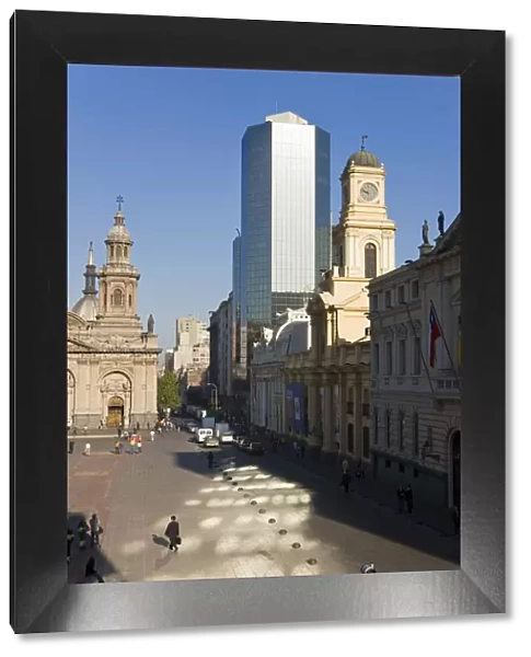 Chile, Santiago, Cathedral Metropolitana & Museum Historico Nacional in Plaza de Armas