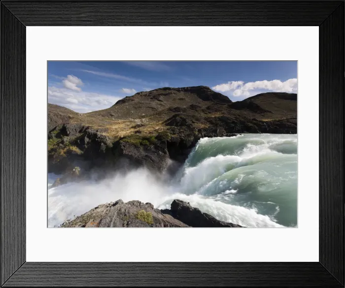 Framed Print : Chile, Magallanes Region, Torres del Paine National Park, Salto Grande waterfall Framed Print : Chile, Magallanes Region, Torres del Paine National Park, Salto Grande waterfall