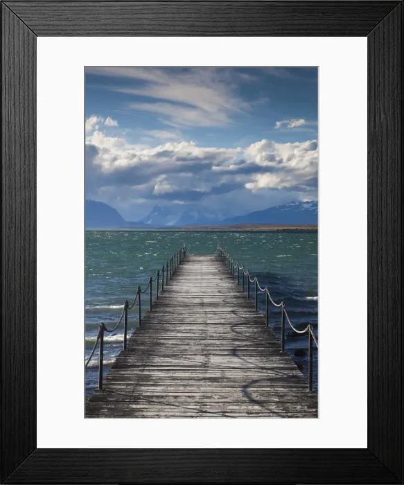Framed Print : Chile, Magallanes Region, Puerto Natales, Seno Ultima Esperanza bay, pier at Puerto Framed Print : Chile, Magallanes Region, Puerto Natales, Seno Ultima Esperanza bay, pier at Puerto