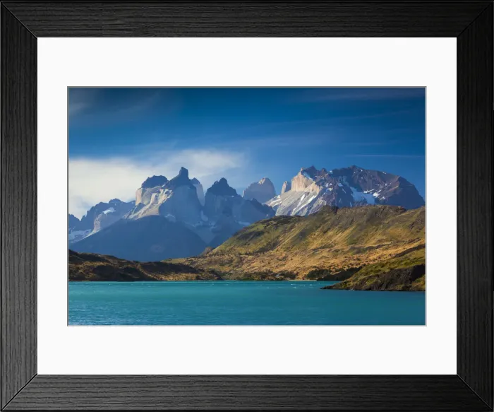 Framed Print : Chile, Magallanes Region, Torres del Paine National Park, Lago Pehoe, landscape Framed Print : Chile, Magallanes Region, Torres del Paine National Park, Lago Pehoe, landscape