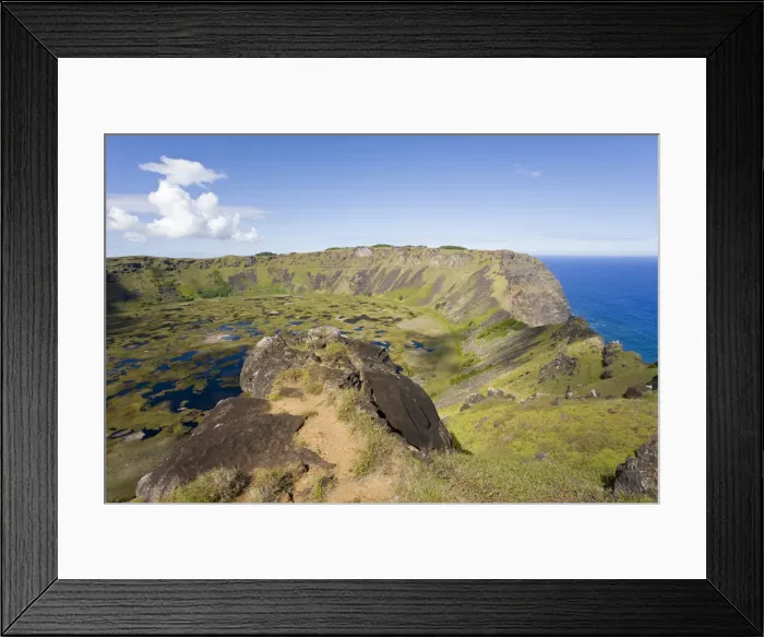 Framed Print : Chile, Rapa Nui, Easter Island, view from the rim into the crater of Ranu Kau Framed Print : Chile, Rapa Nui, Easter Island, view from the rim into the crater of Ranu Kau