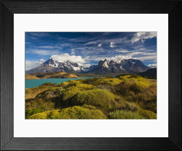 Framed Print : Chile, Magallanes Region, Torres del Paine National Park, Lago Pehoe, morning landscape Framed Print : Chile, Magallanes Region, Torres del Paine National Park, Lago Pehoe, morning landscape