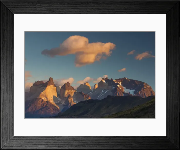 Framed Print : Chile, Magallanes Region, Torres del Paine National Park, Lago Pehoe, dawn landscape Framed Print : Chile, Magallanes Region, Torres del Paine National Park, Lago Pehoe, dawn landscape