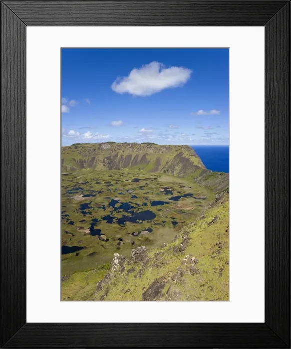 Framed Print : Chile, Rapa Nui, Easter Island, view from the rim into the crater of Ranu Kau Framed Print : Chile, Rapa Nui, Easter Island, view from the rim into the crater of Ranu Kau
