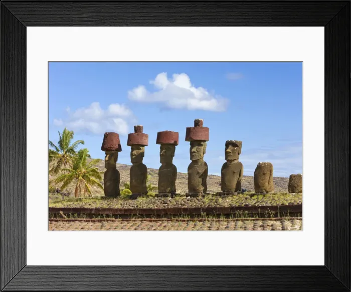 Framed Print : Chile, Rapa Nui, Easter Island, Anakena beach, monolithic giant stone Moai statues Framed Print : Chile, Rapa Nui, Easter Island, Anakena beach, monolithic giant stone Moai statues