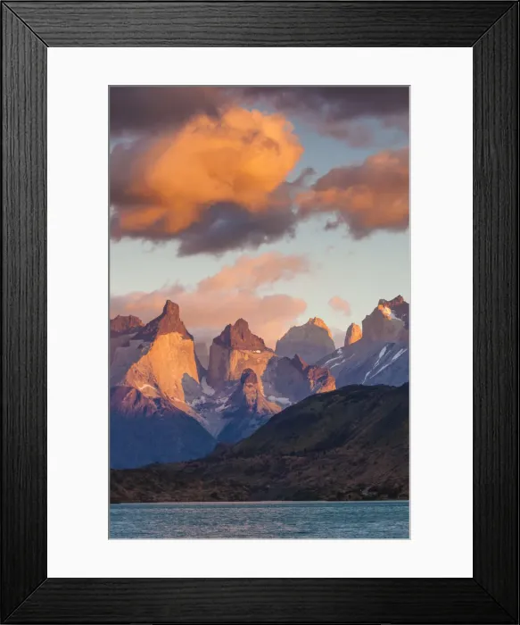 Framed Print : Chile, Magallanes Region, Torres del Paine National Park, Lago Pehoe, dawn landscape Framed Print : Chile, Magallanes Region, Torres del Paine National Park, Lago Pehoe, dawn landscape