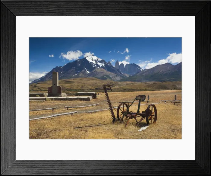 Framed Print : Chile, Magallanes Region, Torres del Paine National Park, old estancia ranch equipment Framed Print : Chile, Magallanes Region, Torres del Paine National Park, old estancia ranch equipment