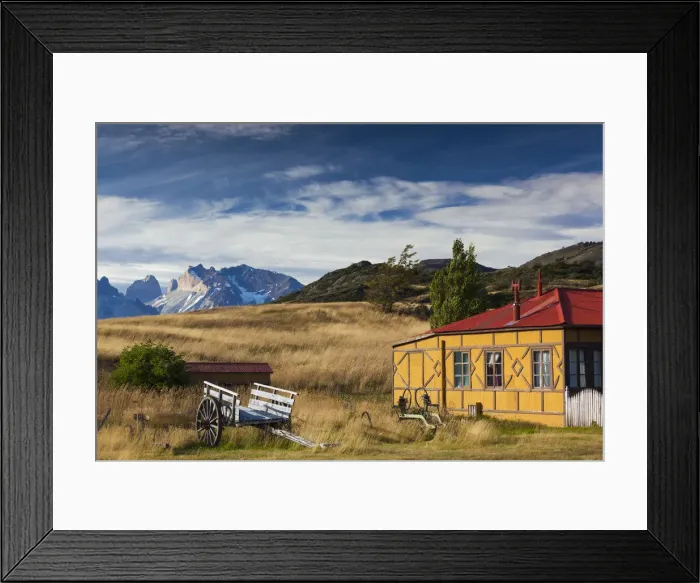 Framed Print : Chile, Magallanes Region, Torres del Paine National Park, park buildings by Refugio Framed Print : Chile, Magallanes Region, Torres del Paine National Park, park buildings by Refugio