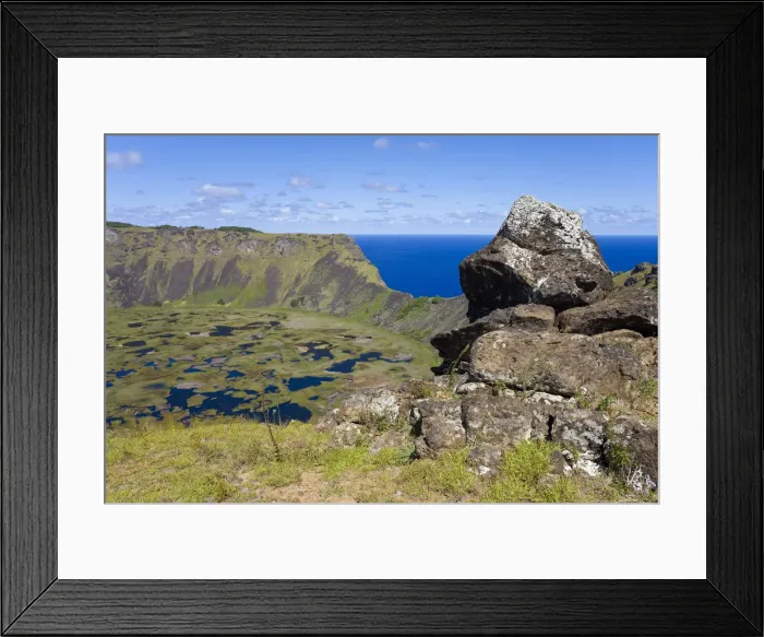 Framed Print : Chile, Rapa Nui, Easter Island, view from the rim into the crater of Ranu Kau Framed Print : Chile, Rapa Nui, Easter Island, view from the rim into the crater of Ranu Kau