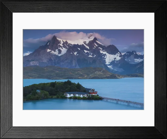 Framed Print : Chile, Magallanes Region, Torres del Paine National Park, Lago Pehoe, elevated view Framed Print : Chile, Magallanes Region, Torres del Paine National Park, Lago Pehoe, elevated view