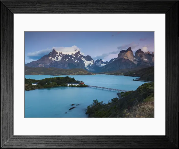 Framed Print : Chile, Magallanes Region, Torres del Paine National Park, Lago Pehoe, elevated view