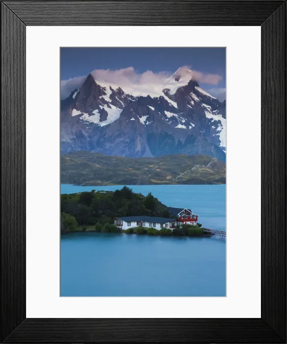 Framed Print : Chile, Magallanes Region, Torres del Paine National Park, Lago Pehoe, elevated view Framed Print : Chile, Magallanes Region, Torres del Paine National Park, Lago Pehoe, elevated view