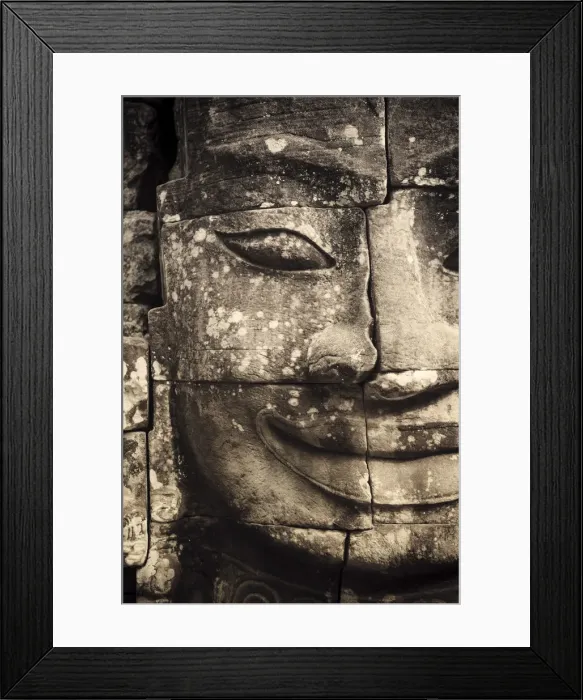 Framed Print : Cambodia, Temples of Angkor (UNESCO site), Bayon, smiling face of Avalokiteshvara