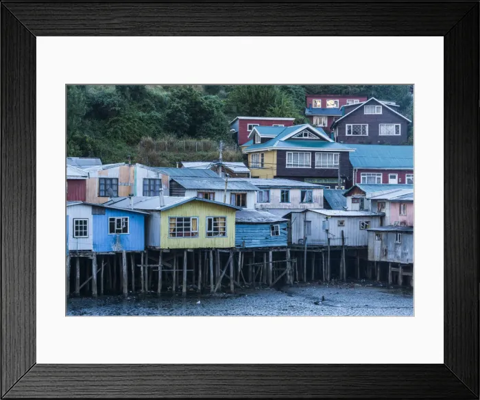 Framed Print : Chile, Chiloe Island, Castro, palafito stilt houses Framed Print : Chile, Chiloe Island, Castro, palafito stilt houses