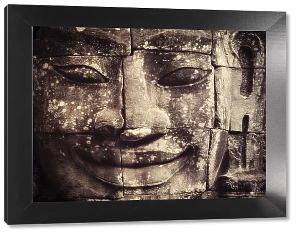 Cambodia, Temples of Angkor (UNESCO site), Bayon, smiling face of Avalokiteshvara