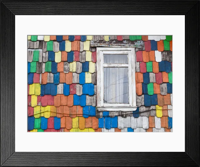 Framed Print : Chile, Chiloe Island, Ancud, colorful house exterior Framed Print : Chile, Chiloe Island, Ancud, colorful house exterior