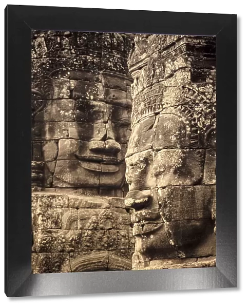 Cambodia, Temples of Angkor (UNESCO site), Bayon, smiling face of Avalokiteshvara
