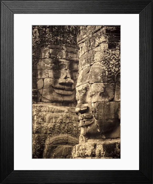 Framed Print : Cambodia, Temples of Angkor (UNESCO site), Bayon, smiling face of Avalokiteshvara