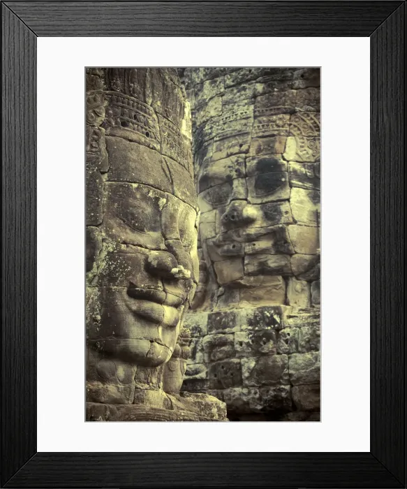 Framed Print : Cambodia, Temples of Angkor (UNESCO site), Bayon, smiling face of Avalokiteshvara