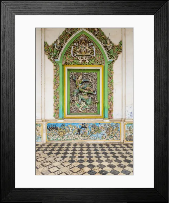 Framed Print : Cambodia, Battambang, Wat Damrey Sar, White Elephant Pagoda