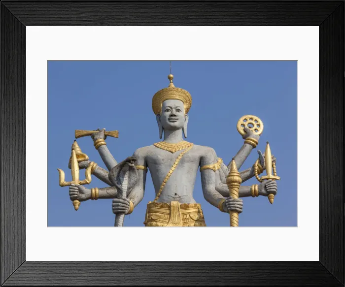 Framed Print : Cambodia, Battambang, Vishnu Roundabout, statue of hindu God Vishnu Framed Print : Cambodia, Battambang, Vishnu Roundabout, statue of hindu God Vishnu
