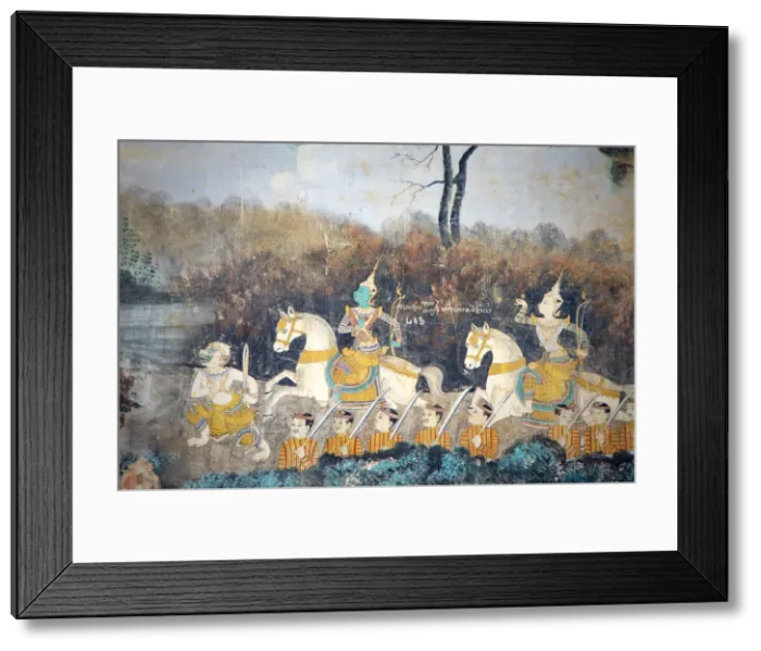 Framed Print : Cambodia, Phnom Penh, Royal Palace, Silver Pagoda, Frescoes paintings in the courtyard Framed Print : Cambodia, Phnom Penh, Royal Palace, Silver Pagoda, Frescoes paintings in the courtyard