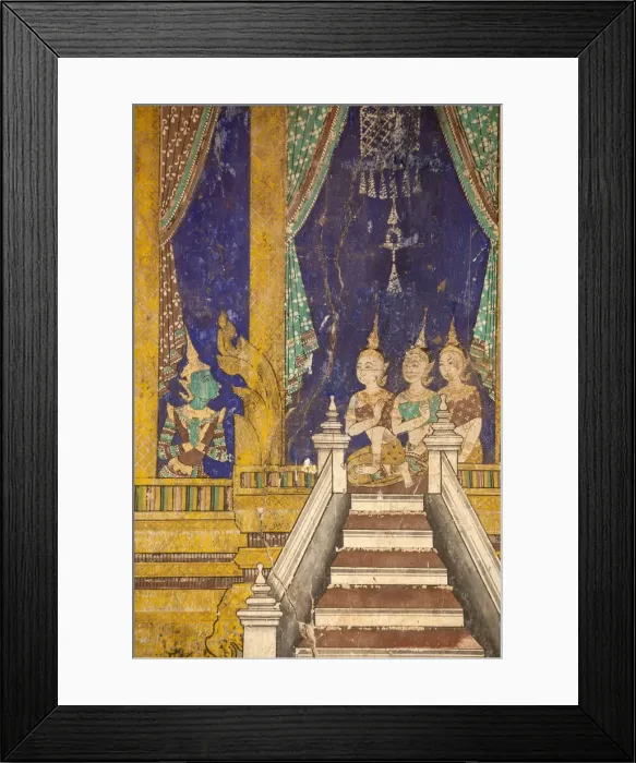 Framed Print : Cambodia, Phnom Penh, Royal Palace, Silver Pagoda, Frescoes paintings in the courtyard Framed Print : Cambodia, Phnom Penh, Royal Palace, Silver Pagoda, Frescoes paintings in the courtyard