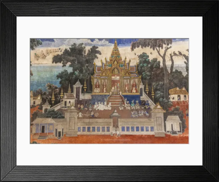 Framed Print : Cambodia, Phnom Penh, the Silver Pagoda, scene from wall mural depicting the Indian Framed Print : Cambodia, Phnom Penh, the Silver Pagoda, scene from wall mural depicting the Indian