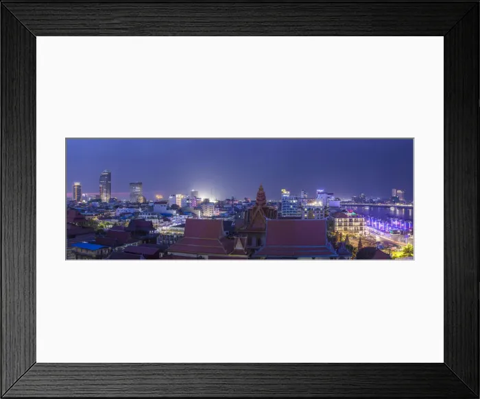 Framed Print : Cambodia, Phnom Penh, elevated skyine along Tonle Sap River, dusk Framed Print : Cambodia, Phnom Penh, elevated skyine along Tonle Sap River, dusk
