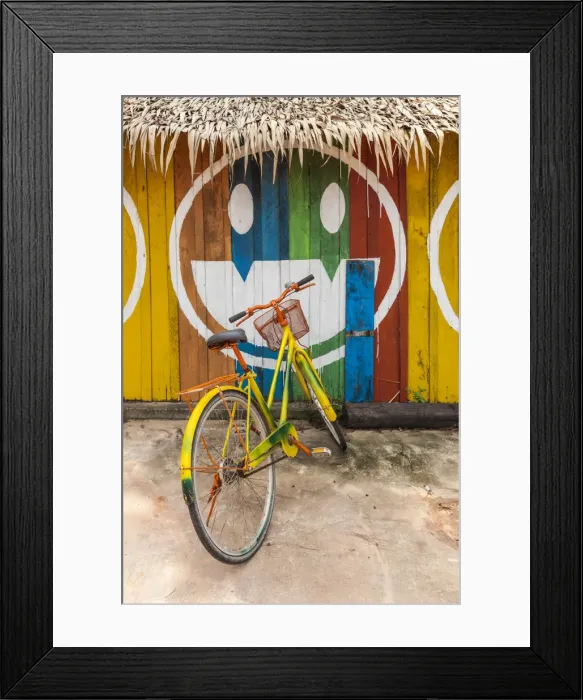 Framed Print : Cambodia, Sihanoukville, Otres Beach, beach bicycle Framed Print : Cambodia, Sihanoukville, Otres Beach, beach bicycle