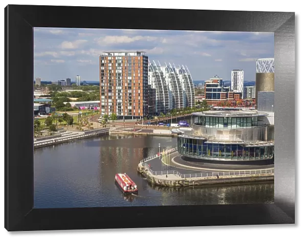 UK, England, Manchester, Salford, View of Salford Quays looking towards the Lowry Theatre