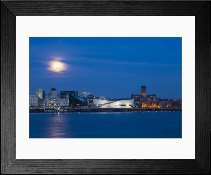 Framed Print : United Kingdom, England, Merseyside, Liverpool, Super moon over Liverpool skyline Framed Print : United Kingdom, England, Merseyside, Liverpool, Super moon over Liverpool skyline