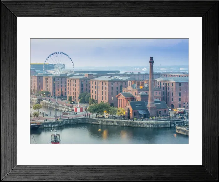 Framed Print : United Kingdom, England, Merseyside, Liverpool, View of Albert Docks and the Wheel Framed Print : United Kingdom, England, Merseyside, Liverpool, View of Albert Docks and the Wheel